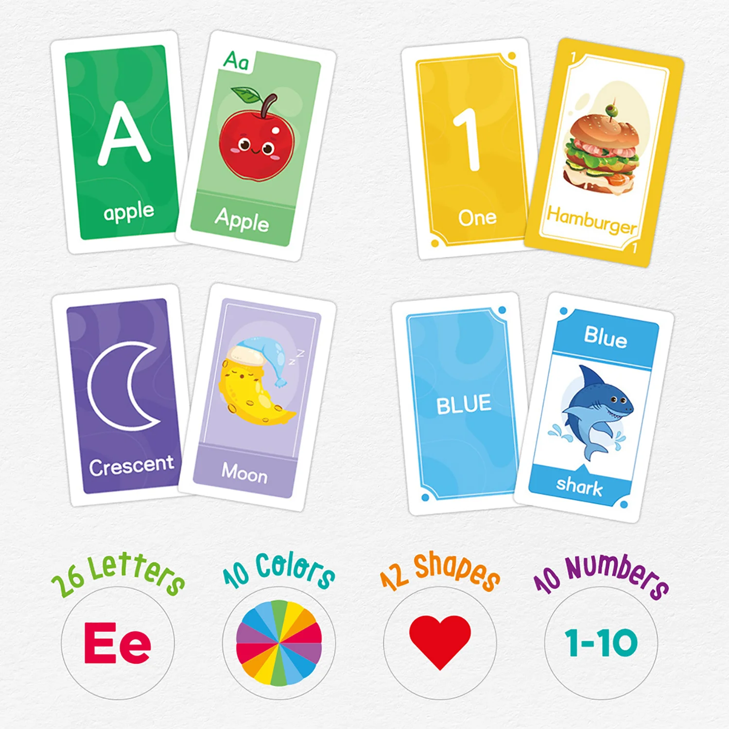Children's Early Education Flash Card Learning Word Shapes, Colors, Numbers, English Letters Card 4