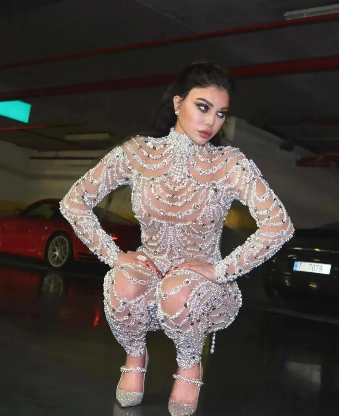 Women Elegant Sleeveless Sequined Glitter Shiny Jumpsuit Trousers Wide Leg Pants Sexy Slim Fit Backless Jumpsuit Romper Overalls
