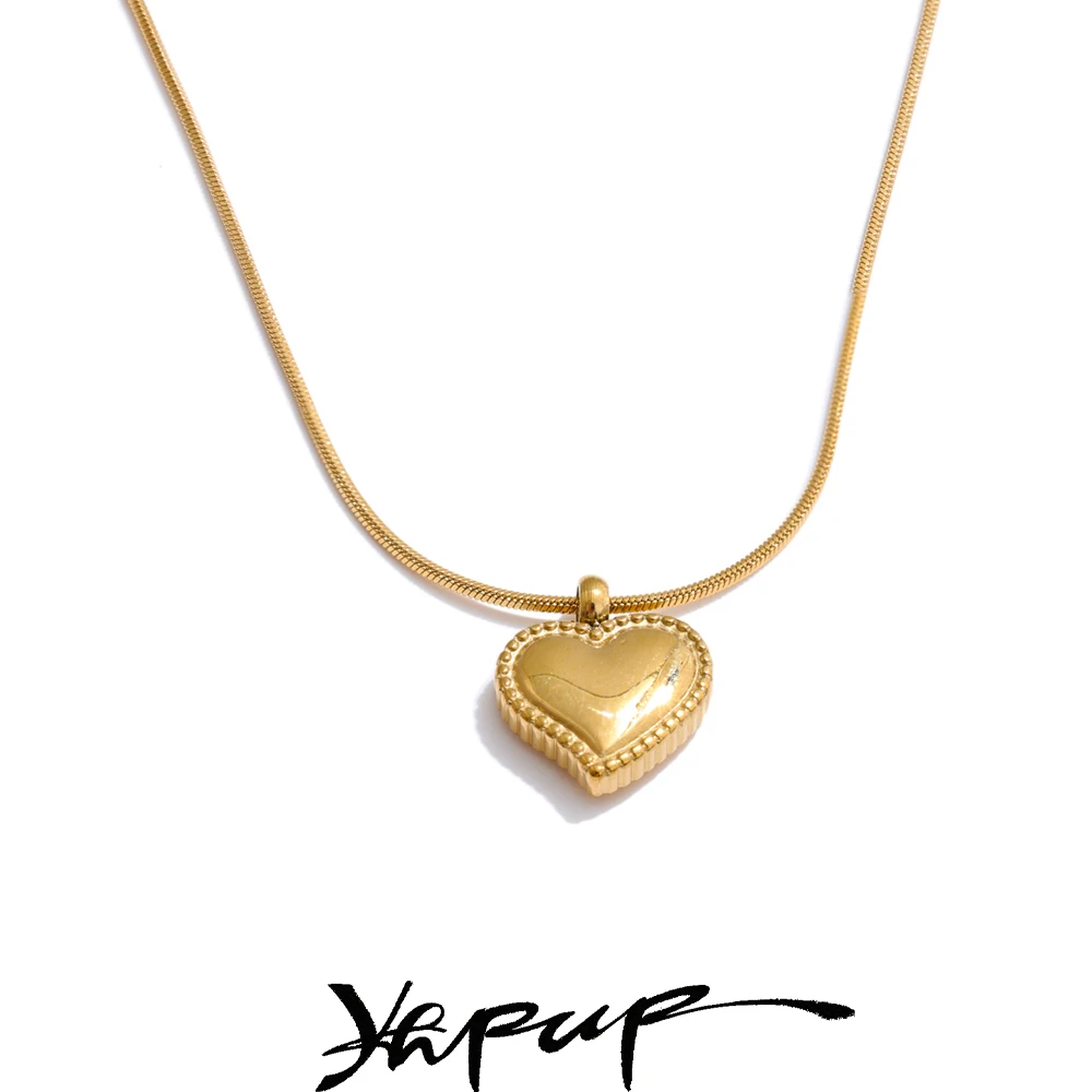 Yhpup Stainless Steel Heart Necklace for Women