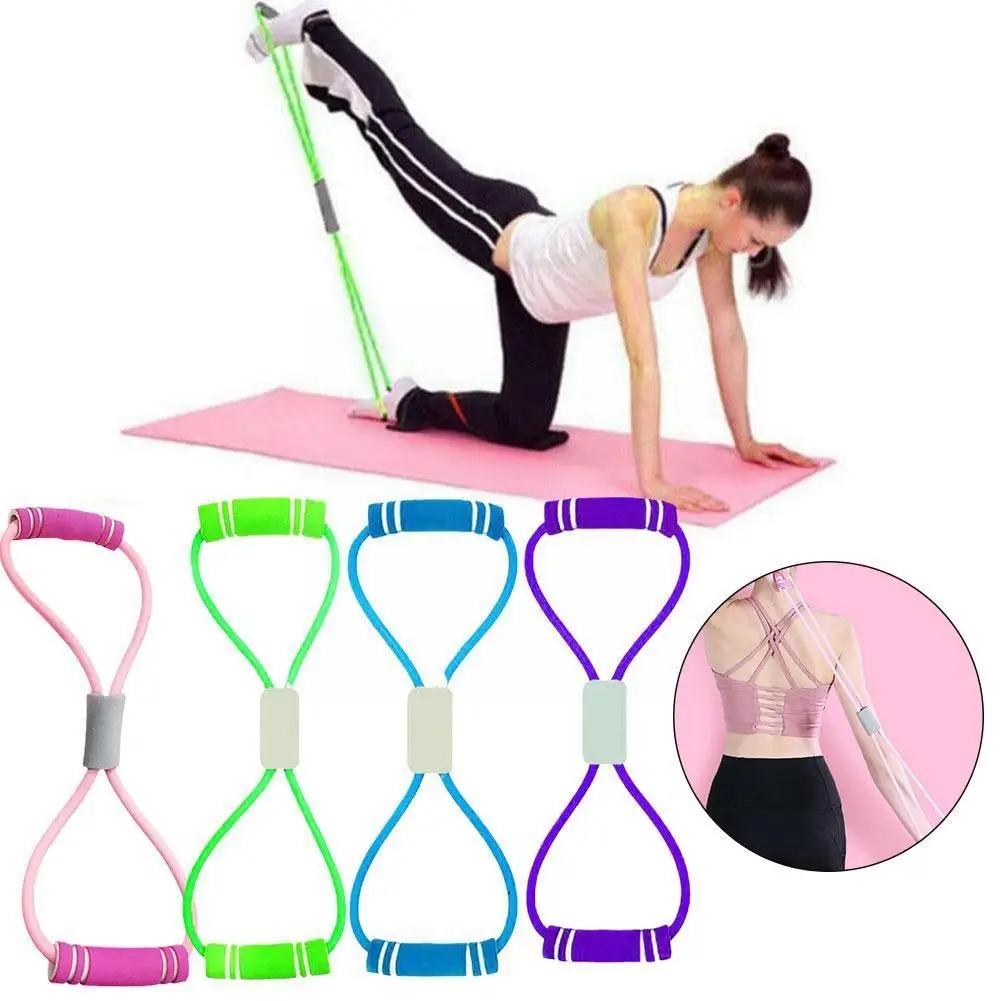 8 Word Yoga Gum Fitness Resistance Rubber Bands Chest Muscle Pull Rubber Expander Bands Workout Elastic Trainning Rope C3J5