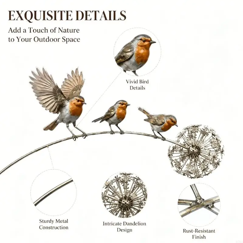 รูปสินค้า Bird Garden Stake 3 Birds ตกแต่งสวน