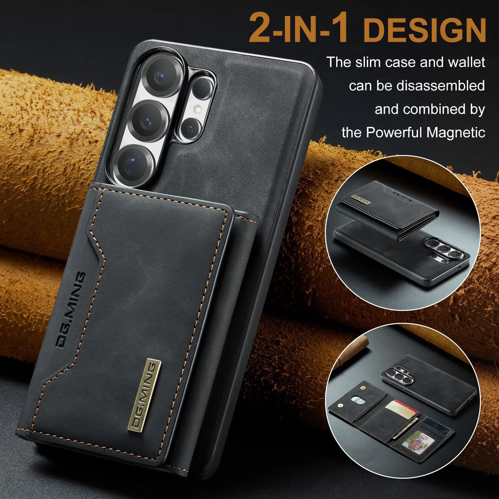 Premium Faux Leather Flip Case with RFID Protection and Magnetic Card Holder