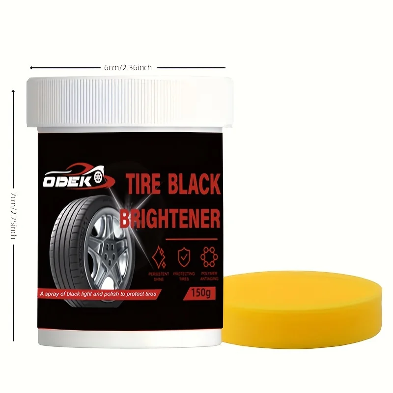 Tire Black Brightener & Car Interior Restorer, 150g &ndash; Multi-Surface Polishing Wax for Dashboards, Plastic, and Artificia