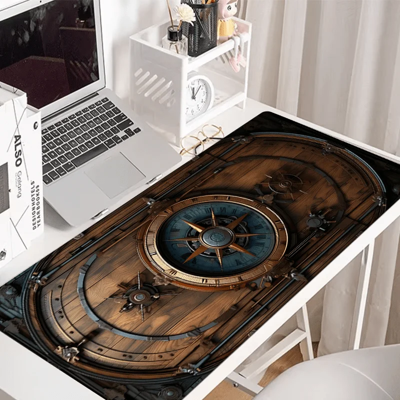 XXL Vintage Steampunk Compass Design Mouse Pad Large Gaming Office Desk Mat Non-Slip Stitched Edges for Gamers and Home Office — view 4