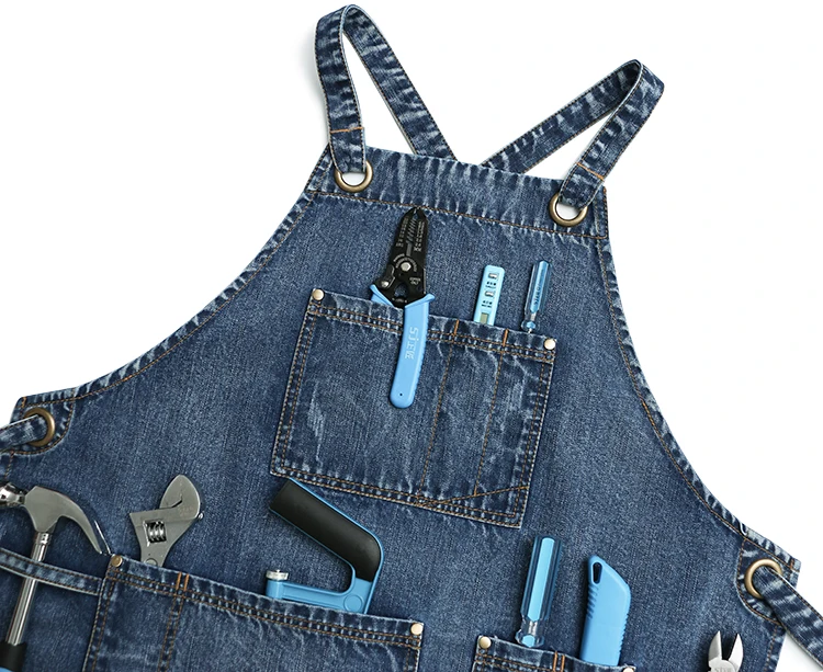 Benutzerdefinierte Unisex-Lederriemen mit bequemer Rückseite, gewaschenes Baumwoll-Canvas-Werkzeug, Arbeit, Küche, Kochen, Backen, Kochschürze – Detail 10
