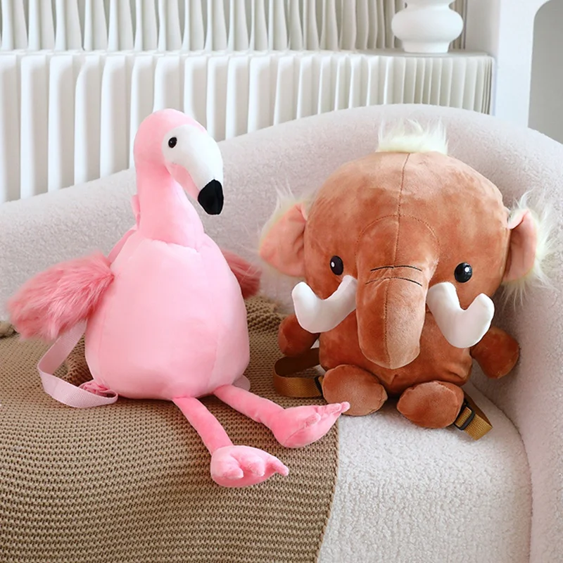 

Simulation Cute Elephant Flamingo Plush Toys Kawaii Soft Stuffed Animals Dolls Funny Student Girls Children Plushies Bag Toys