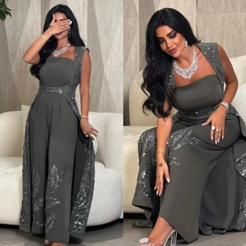 

Saudi Arabia Elegant Ball Dress Sleeveless Strap Free Luxury Party Formal Dress Long Pants Elegant 2024 New