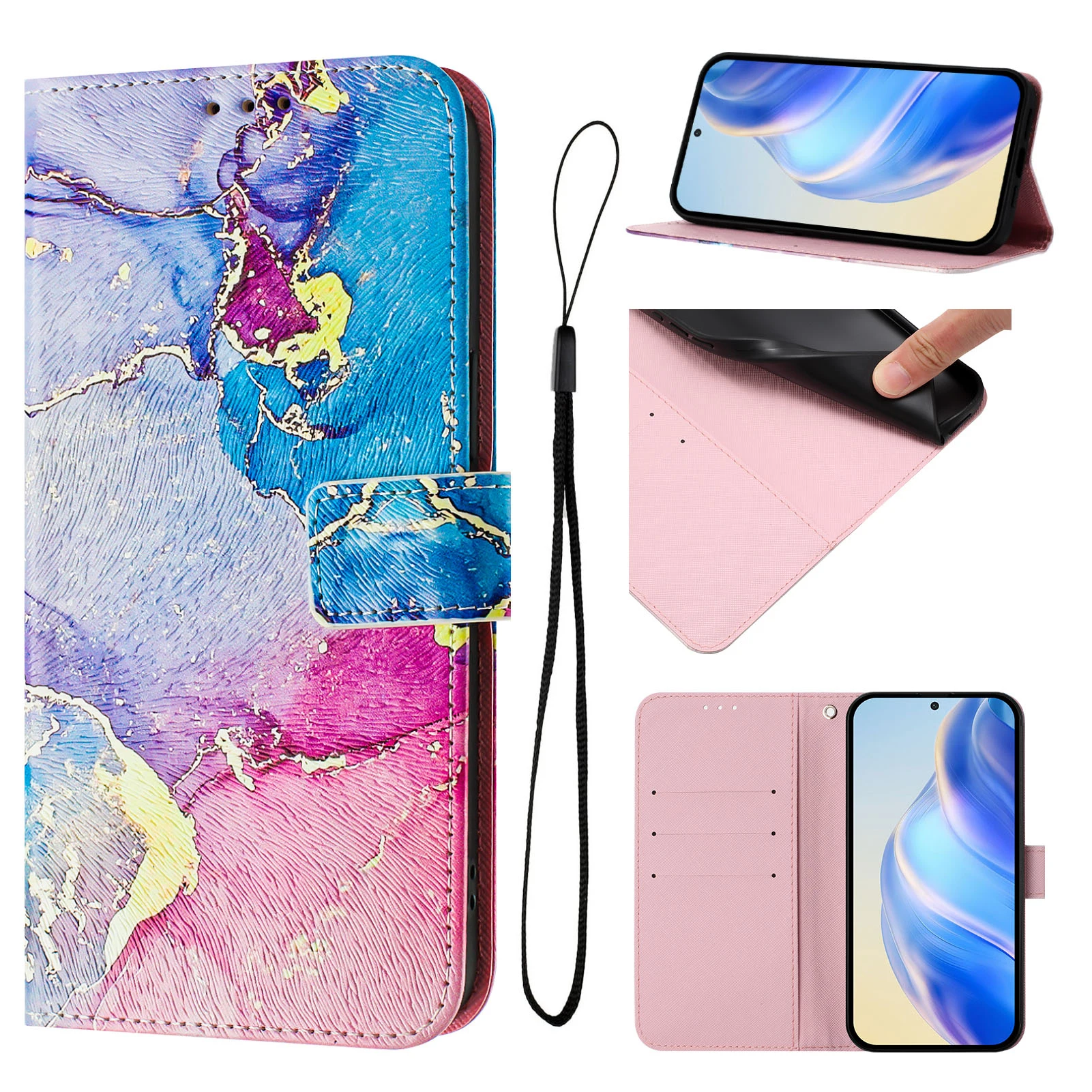 Leather Magnetic Flip Wallet Phone Case with Card Slots and Holder