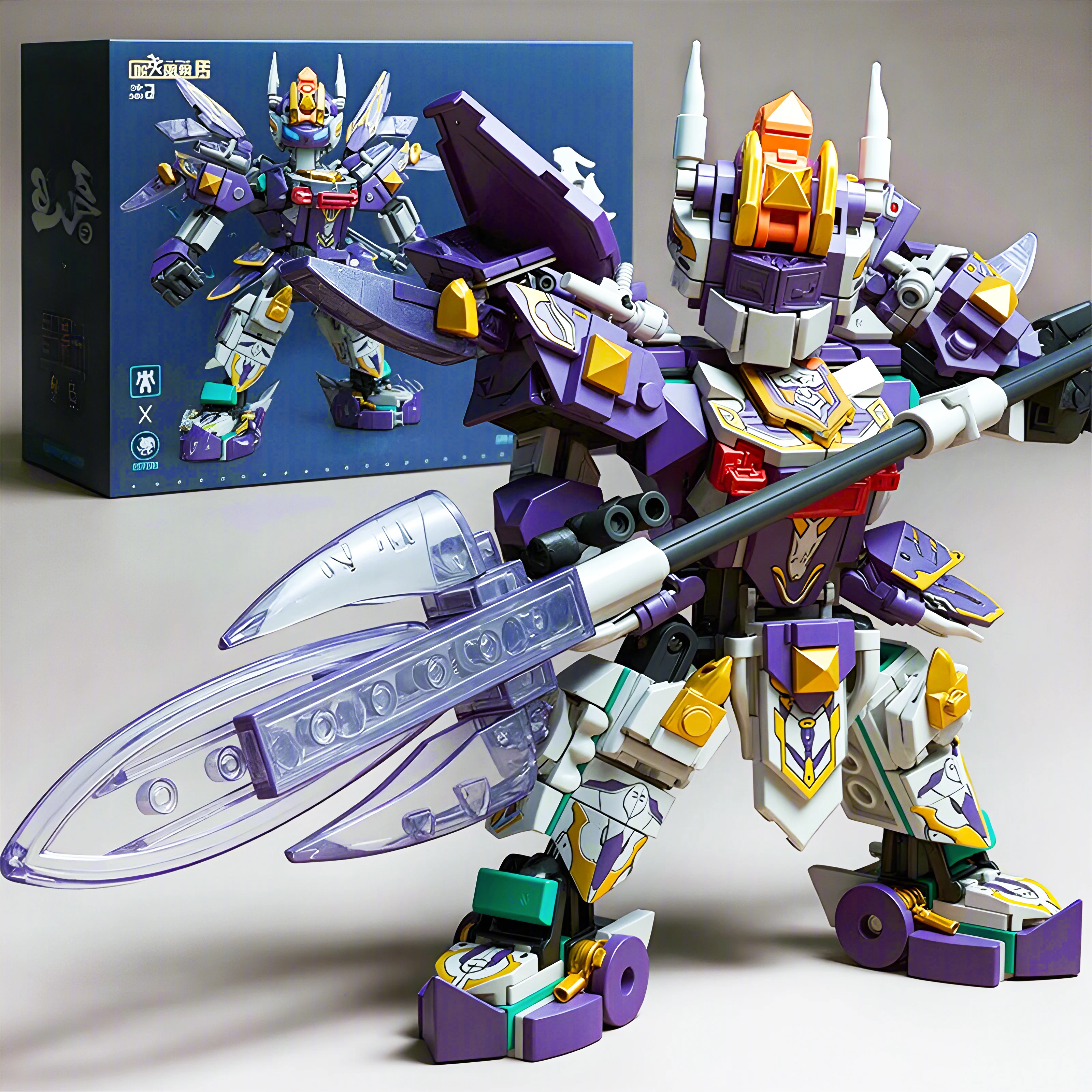 Mecha Warrior Building Blocks Super Hero Purple Robot DIY Assembly Figure Boy Bi