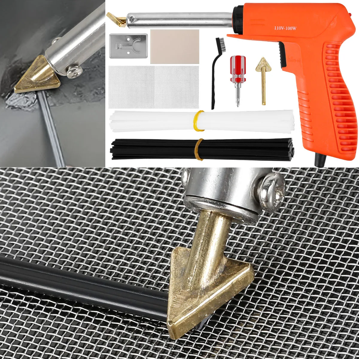 

Plastic Welding Kit 100W Small Soldering Iron Kit Fast Heating Portable Car Bumper Repair Welder Tool Set with 2 Soldering Iron