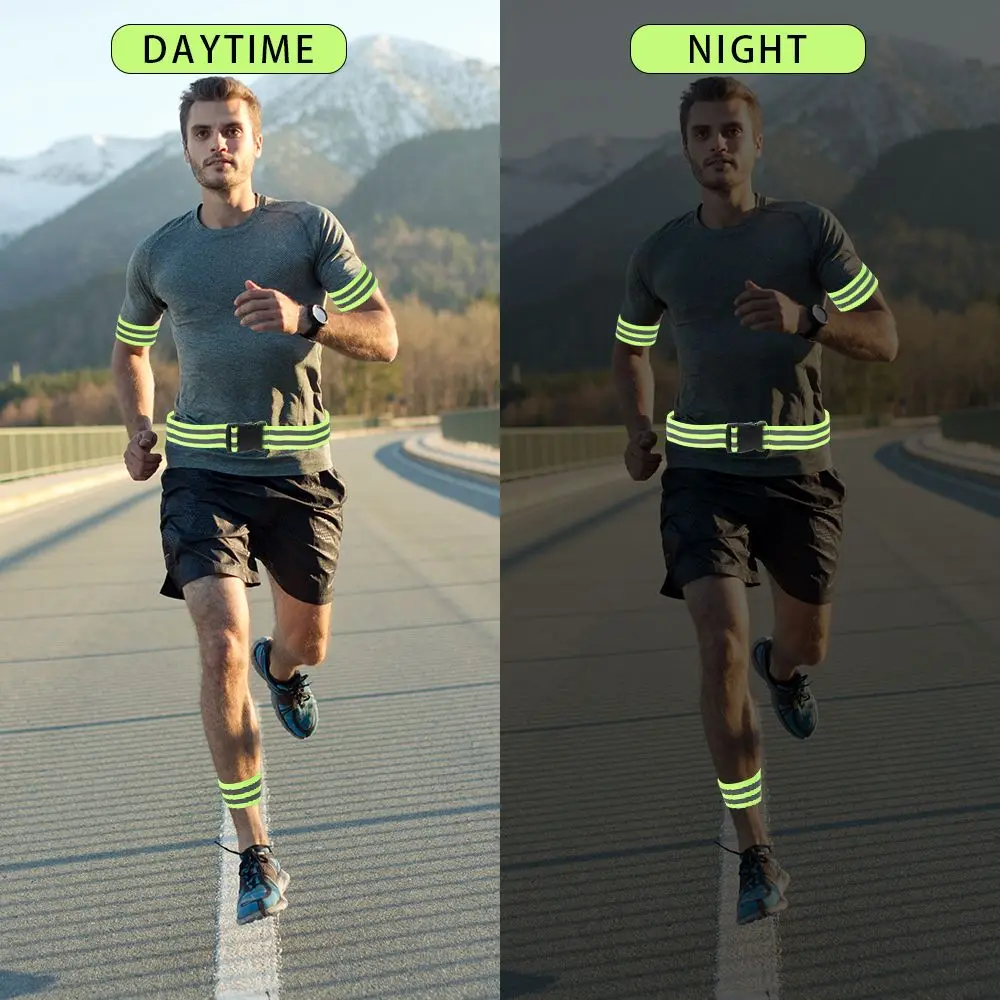Reflective Band Strap Safety Reflective Glow Belt PT Belt High Visibility Waist for Arm Wrist Running Cycling