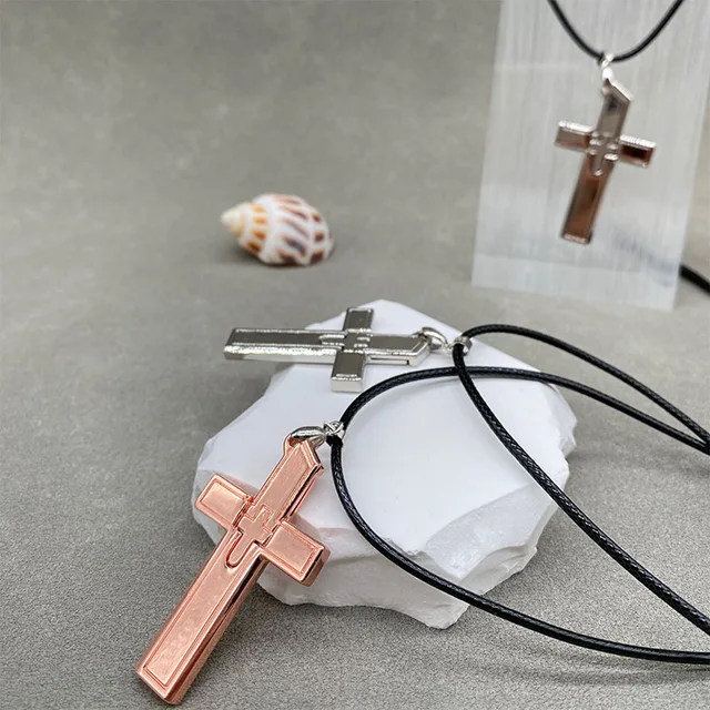 LNKRE JEWELRY Cross Necklace for Men with Leather Chain Vintage Look Wood  Necklace (Black) | Amazon.com