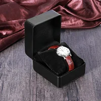 Boîte-cadeau de montre unique noire avec oreiller, présentoir de montre-bracelet en cuir PU, organisateur pour hommes, boîtier de montre en cuir PU à clapet 6