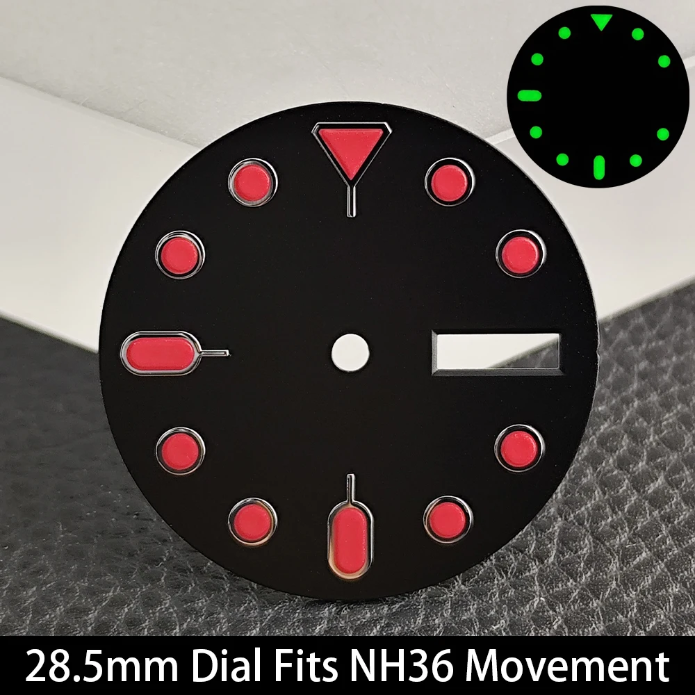 Green Luminous Mechanical Watch Dial - 28.5mm