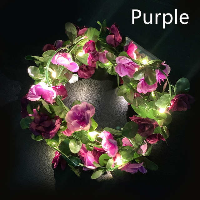 LED Rose Wreath Artificial Plant Vines Valentine's Day Christmas Wedding Decoration Interior Romantic Atmosphere Decoration
