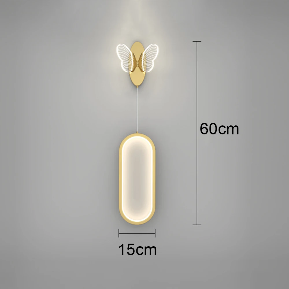 Nordic New bedroom bedside butterfly wall lamp Luxury home decoration salon luminaria Simple living room hallway wall light