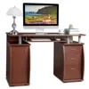 Computer Desks,115* 55*74cm 15mm MDF Portable 1pc Door with 3pcs Drawers Computer Desk (A Box) Coffee Color 3