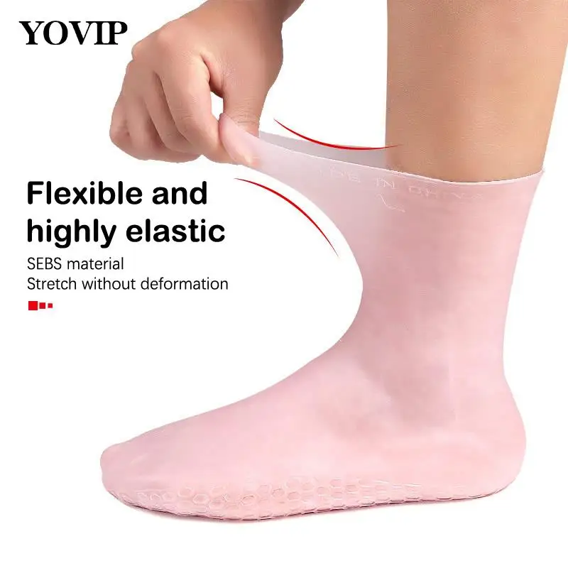 

1pair Foot Skin Care Hand Protectors Anti Cracking Spa Home Use Feet Care Long Gel Socks Moisturizing Silicone Gel Socks