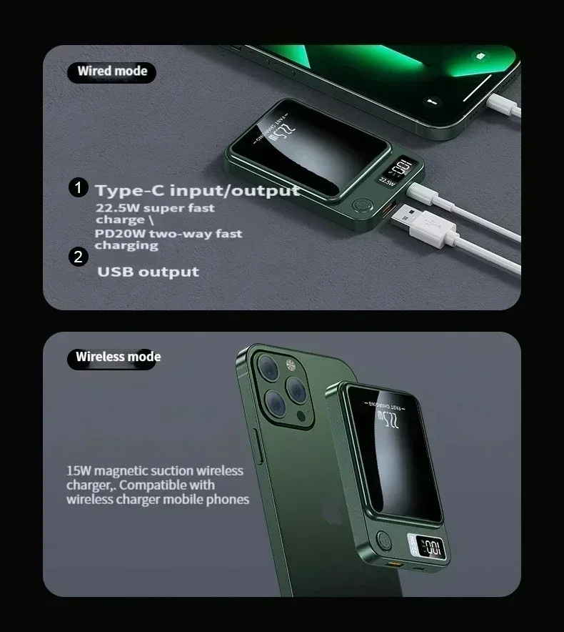 Magnetic Power Bank 100000mah Wireless Fast Charger For Iphone_voghion.com