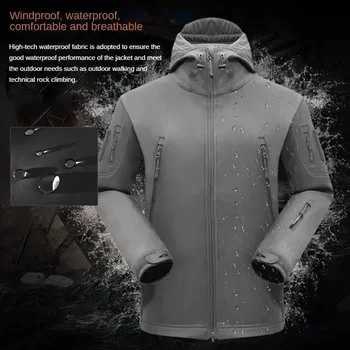 Winter Autumn Fleece Men's Jacket. Waterproof Suitable for Outdoor Fishing Hiking Camping Tracksuits Coat Thermal 3