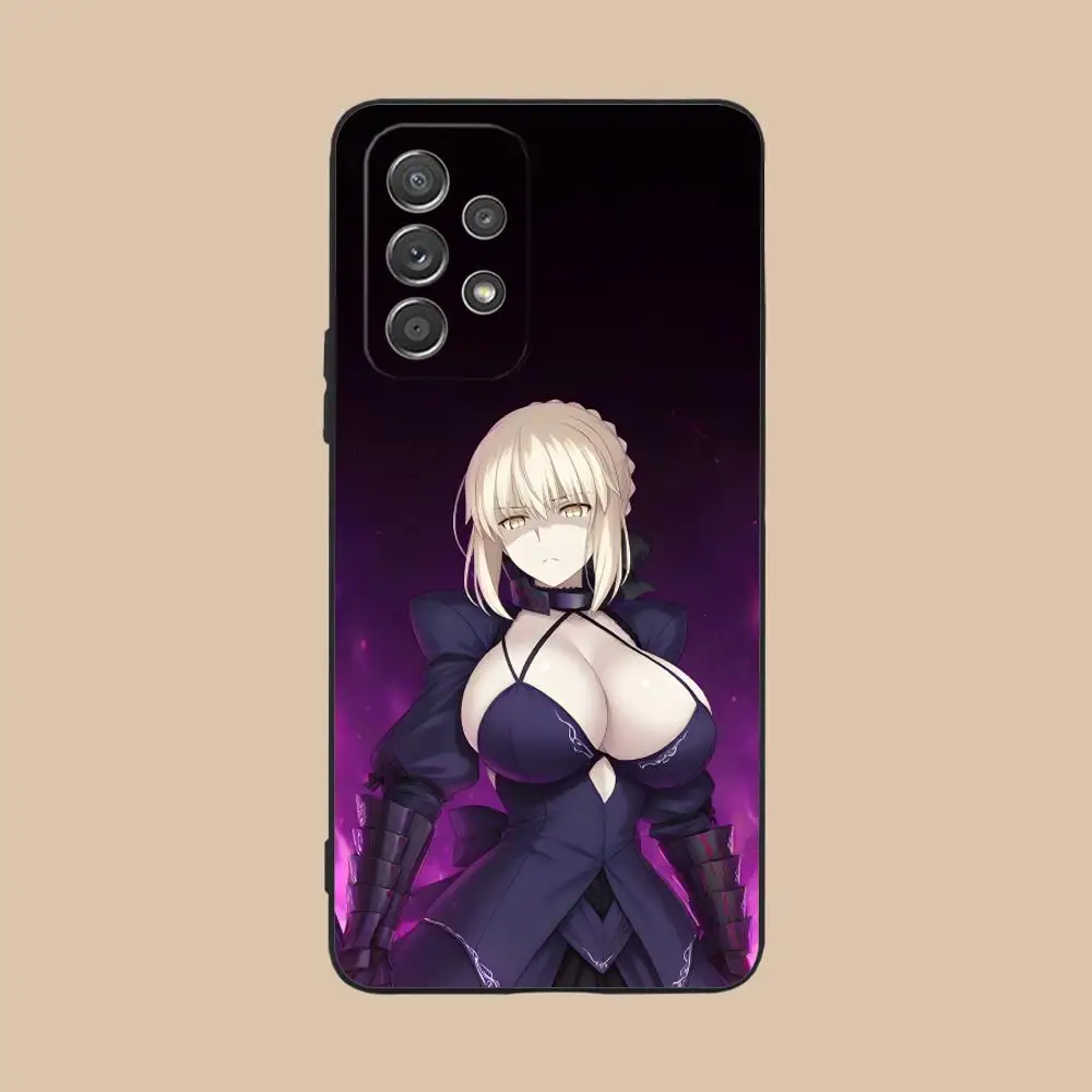 Luxurious Black Cellphone Case Featuring Fate Grand Saber Alter Design