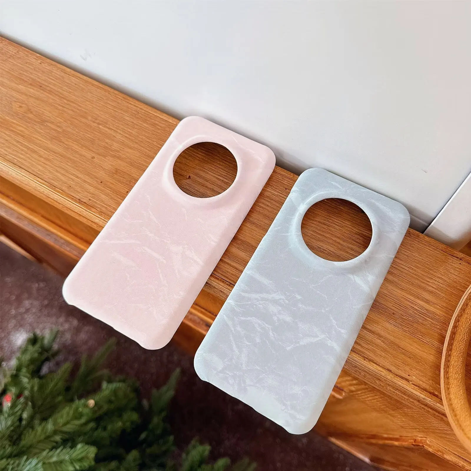 Luxury Suede Leather Phone Case with Marble Pattern