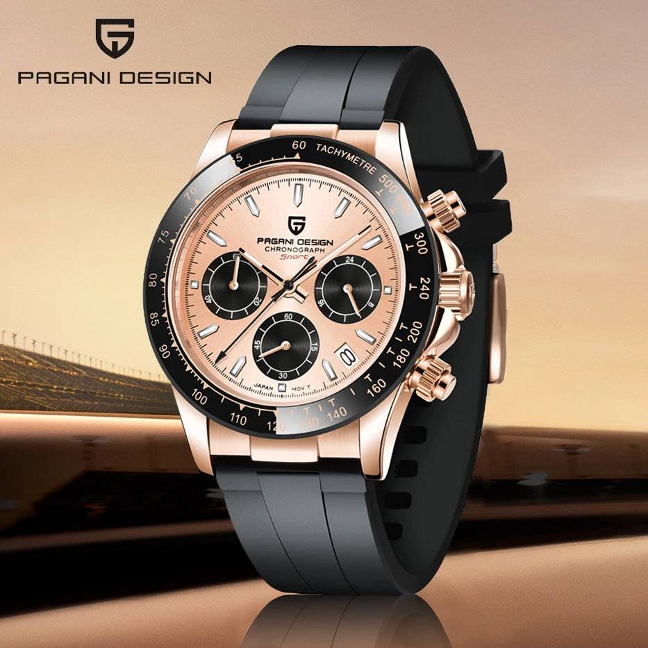 

Pagani Design 2024 New Fashion Timing Men's Quartz Code Watch Luxury Sapphire Glass Sports Waterproof 10 Bar Rubber Watch for Wo