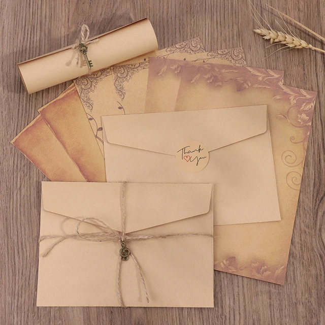 Ensemble d'enveloppes en papier kraft vintage avec UL, lettre d