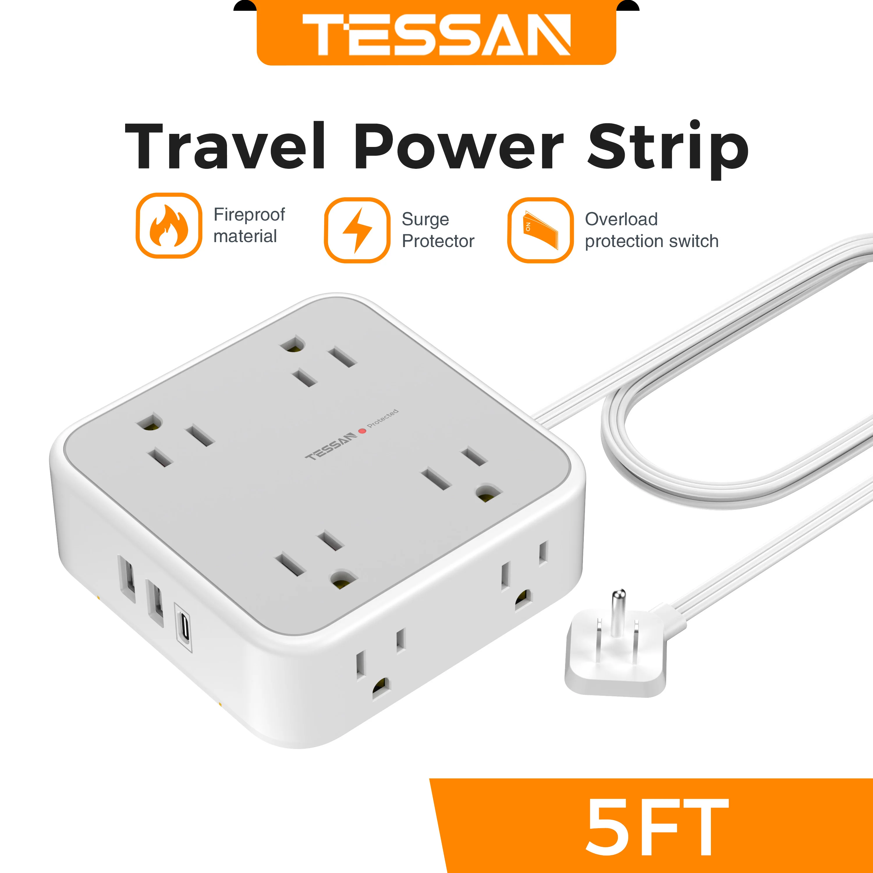 Travel Essentials Tower Power Strip 11 Outlets Ultra Thin Flat Plug ...