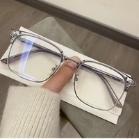 Lunettes bloquant la lumière bleue pour hommes et femmes, rétro, demi-monture, optique, Vintage, carrées, Anti-rayonnement 3