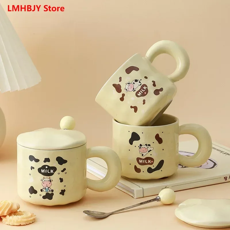 

Cute Cartoon Cow Ceramic Mark Drinking Water Coffee Couple Cup Male and Female Children's Breakfast Milk
