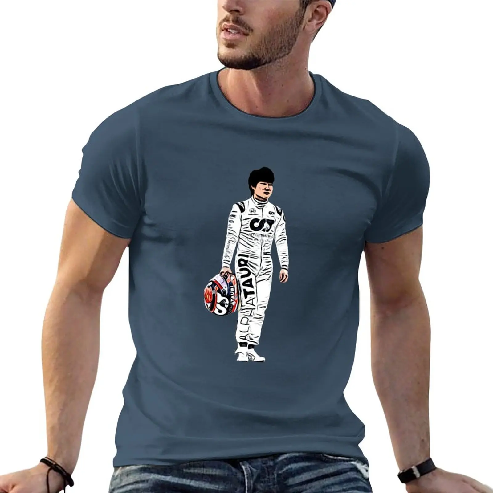 

yuki tsunoda alfa tauri driver 2021-2022 T-Shirt Short sleeve tee blacks tees men t shirts