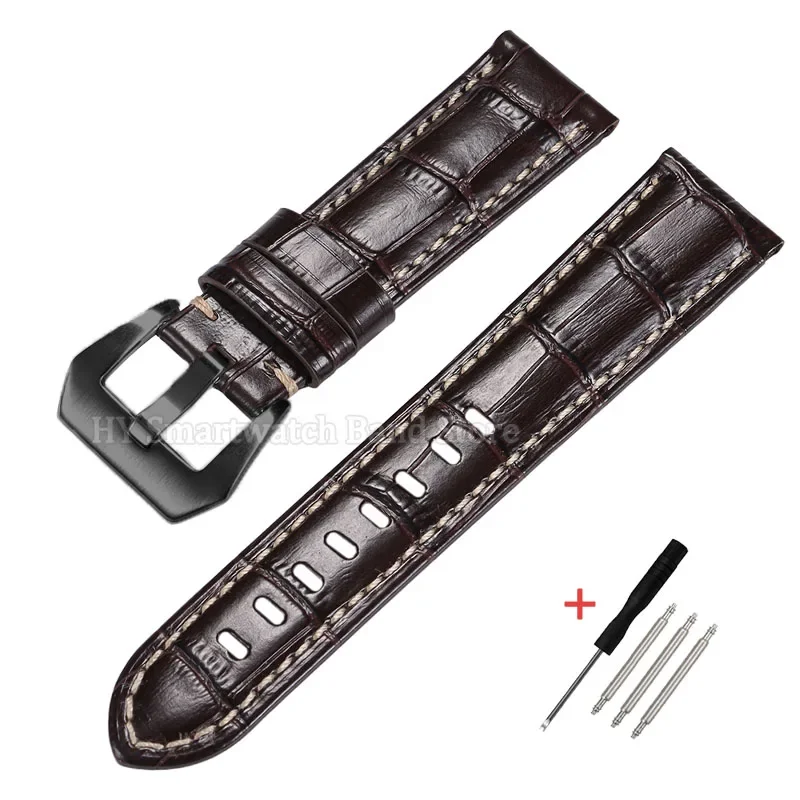 Luxury Leather Watch Strap - Waterproof Cowhide Wrist Band with Metal Buckle Bracelet