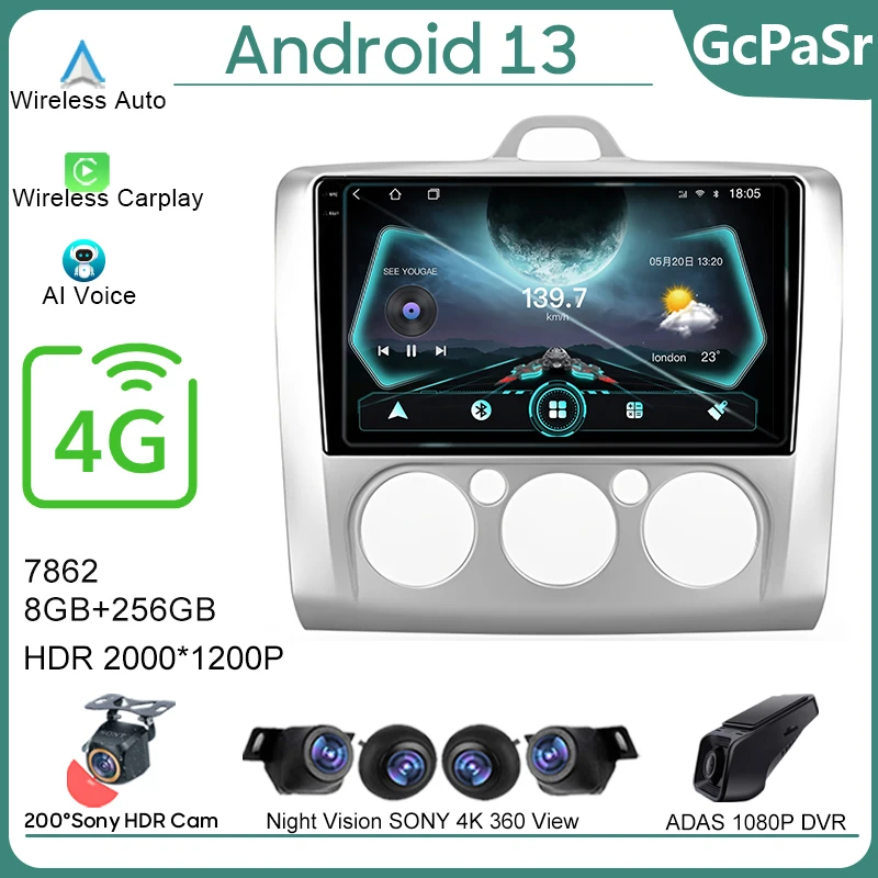 Auto Android Per Ford Focus 2 Mk 2 2004 - 2011 Auto Radio Stereo Head Unit Lettore Multimediale Navigazione Gps No 2Din Dvd 5G Wifi