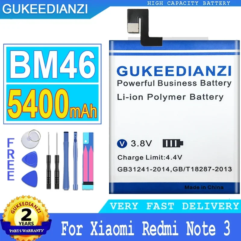 

GUKEEDIANZI-BM46 сменная батарея для Xiaomi Redmi Note 3 Prime Pro, батарея большой мощности, 5400 мАч