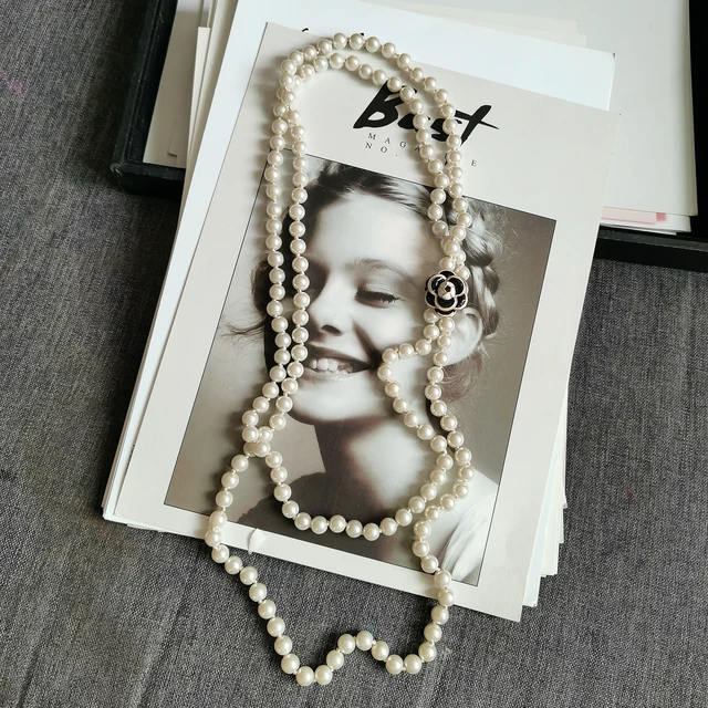 Women Long Pendants Layered Pearl Necklace 2022 Letter No 5 Flower Party  Jewelry - Necklace - AliExpress