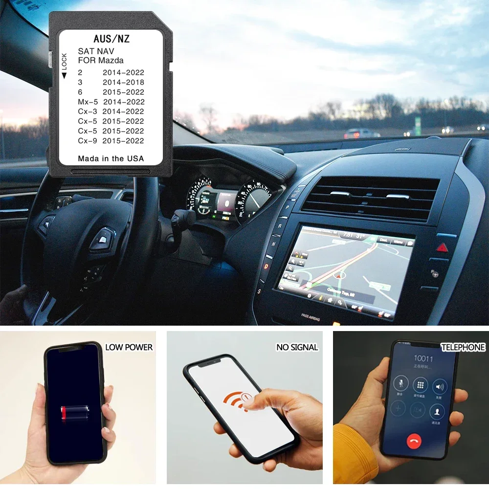 Mazda 2 2014-2024 차량 업데이트와 호환 가능 2024 호주 뉴질랜드 지도 SD 카드 GPS 연결 1 시스템 탐색