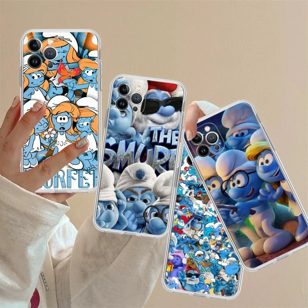 Cartoon The S-Smurfs Anime Movie Phone Case Silicone Morbido Per Iphone 15 14 13 12 11 Pro Mini Xs Max 8 7 6 Plus X Xs Xr Cover