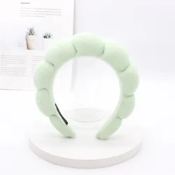 Luxurious Spa Headband for Women - Plush, Ultra-Soft and Versatile Hairband for Skincare, Yoga, and Facial Treatments (Macaron Soft Green)