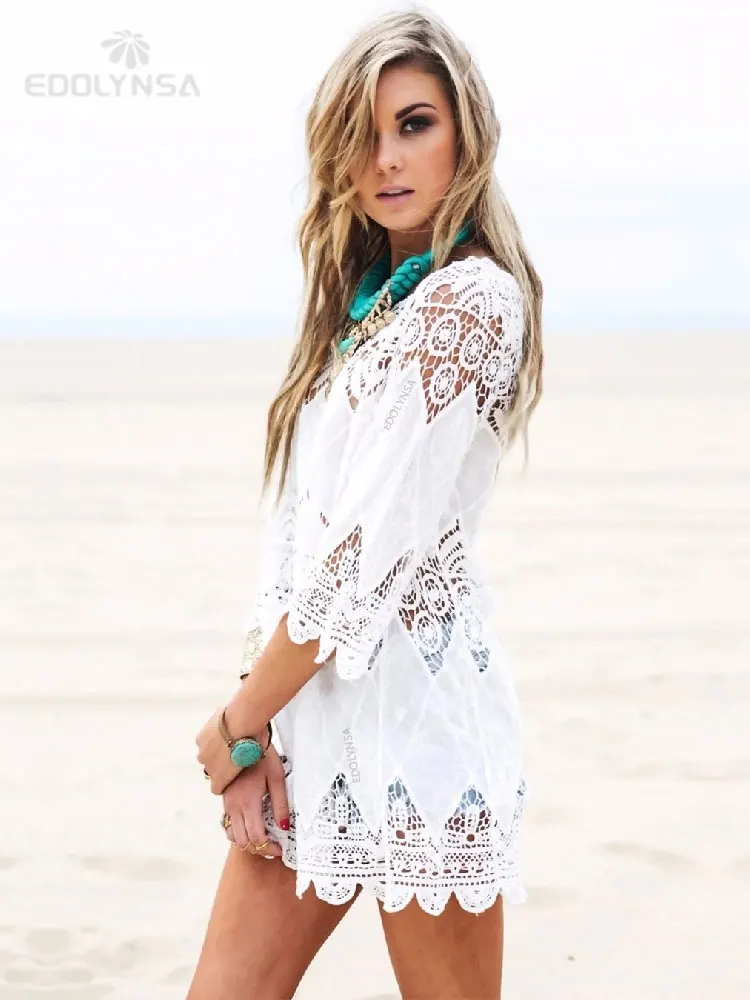 Rayon White Swimwear Tunic Ladies Robe 