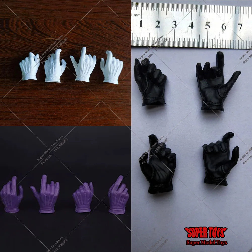 

4pcs 1/6 Scale Replaceable Purple Clown Black White Gloves Hand Type Hands Model Fit 12'' HT DX11 DX01 Action Figure Body