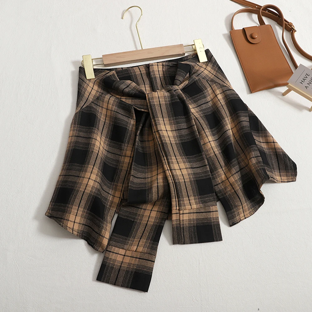 Harajuku Plaid Skirt Women High Waist Mini Skirts Shorts Summer Kawaii School Girl Vintage Casual Streetwear Korean Fashion