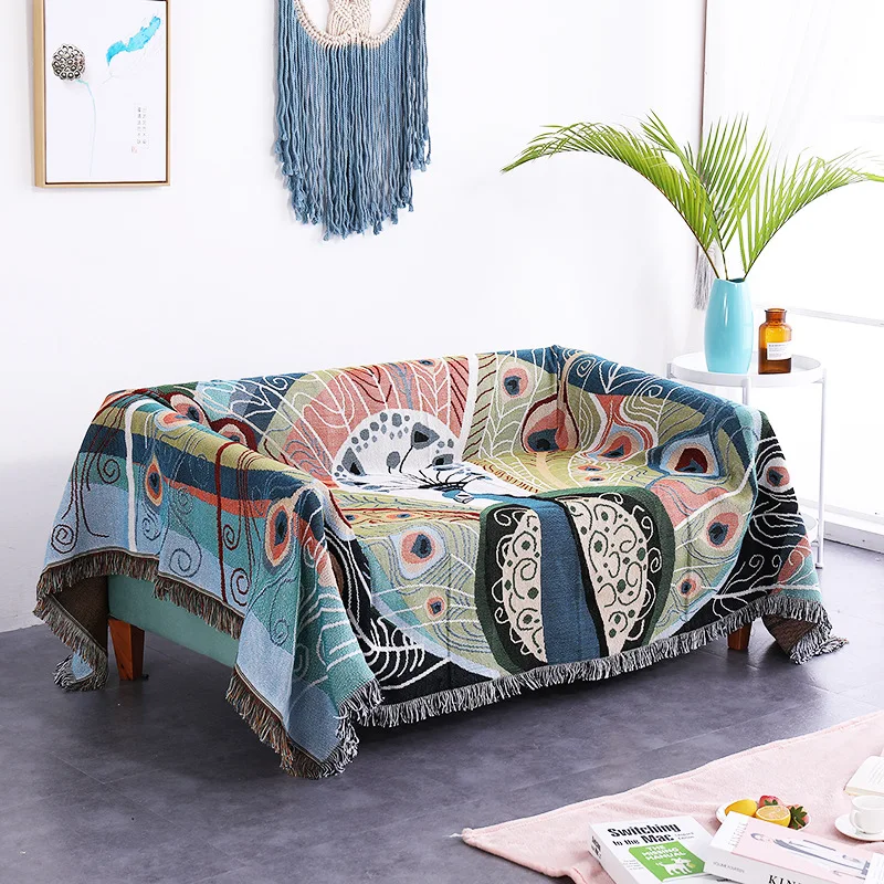 

One-piece Sofa Towel Knitted Tassel Blanket Couch Blanket Decorative Sample Room Dust-proof Cloth Soft Carpet Piano Cover Cloth