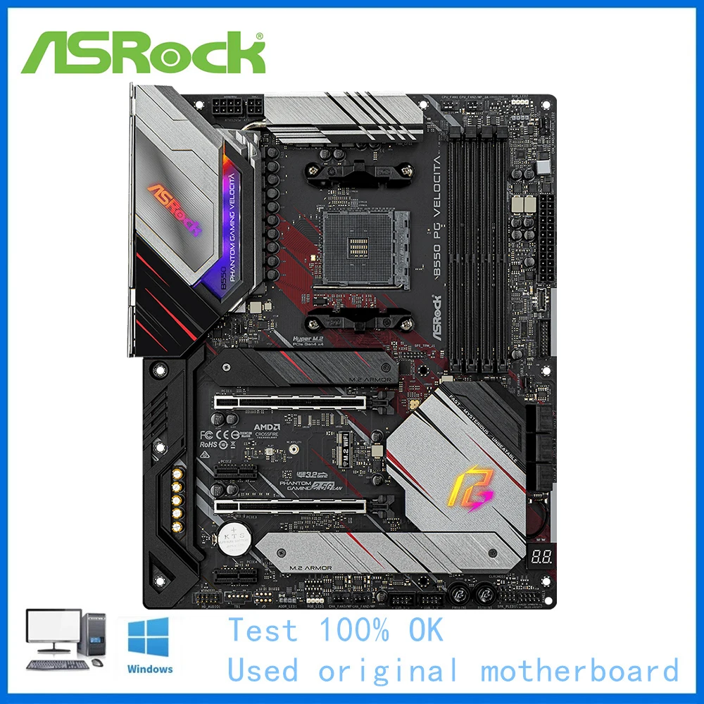 Scheda Madre B550 Utilizzata Per Presa Scheda Madre Asrock B550 Pg Veloita Supporto Scheda Madre Desktop Am4 Ddr4 5900X 5600G