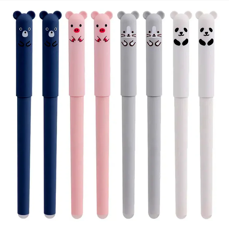 40pcs Cute Panda Magic Erasable Gel Pen 0.35mm Blue Black Ink Refills Rod School Writing Stationery Gel Ink Pen аксессуар gembird cablexpert 3 5 jack 1m blue ccab 01 35mm 1mu