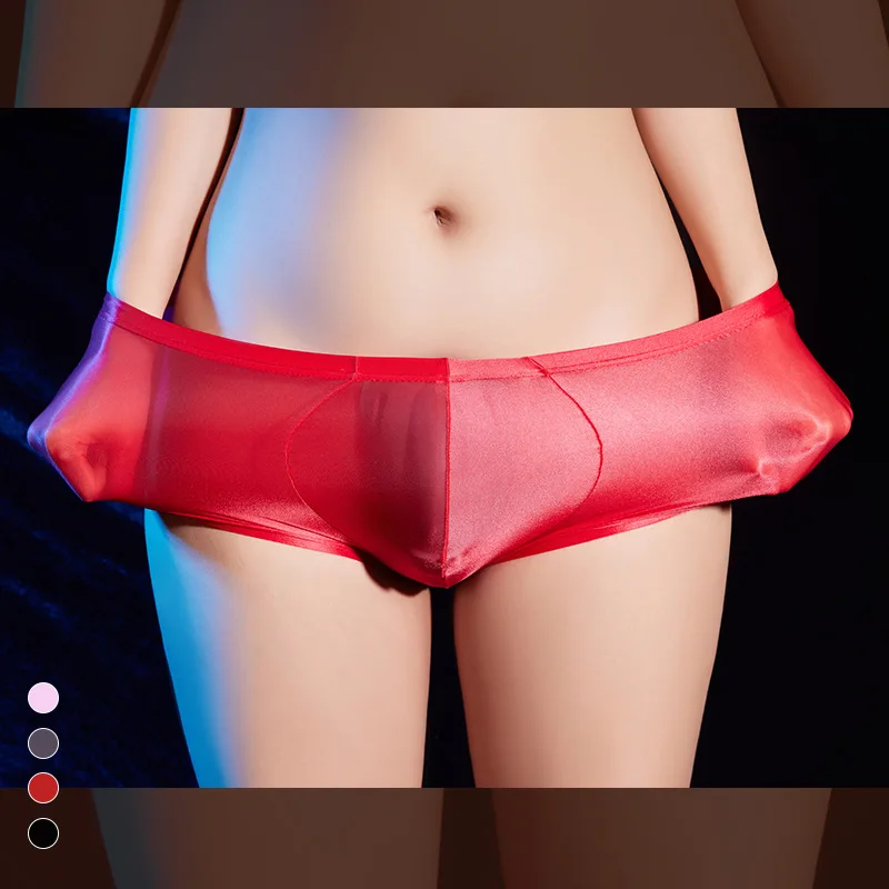 

Men's Sexy Transparent Underwear Stretch Oil Shinny Glossy Panties Boxer Shorts See Through Tights Breathable Lingerie