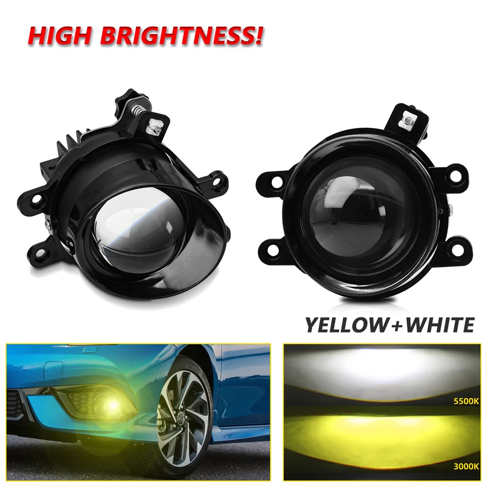 

2PCS T08 LED Spotlights Front Fog Lights 6000LM High Brightness 3000K/5500K Projector Glass Lens Headlights 9-16V Universal