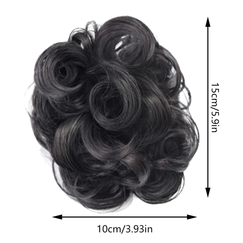 1 Pezzo di Chignon Sintetico Realistico, Parrucca Riccia Disordinata con Clip a Forma di Bocciolo di Fiore, Elastico per Capelli Finti da Donna, in Seta Resistente alle Alte Temperature. - immagine 2