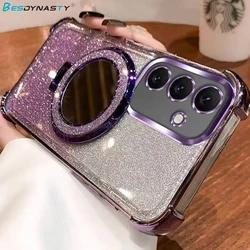 Magsafe Glitter Plating Case with Gyro Mirror Holder Cover - A12 (4G 5G) (Purple add Mirror)