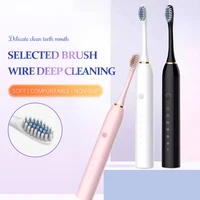 Brosse à dents électrique ultrasonique, Mode Six vitesses, cheveux doux pour la maison, chargement USB, nettoyeur de dents étanche pour adulte, ensemble automatique pour Couple 6